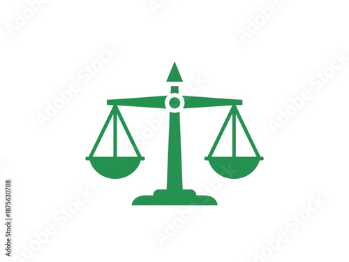 Green Scales of Justice Symbol Representing Law and Fairness.