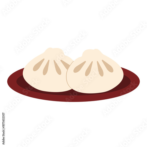 Illustration Of Two Steamed Buns On Plate