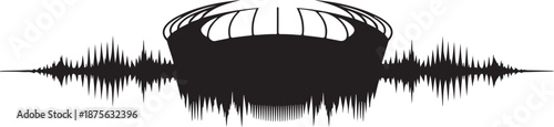 Sound wave illustration with a dome shaped object