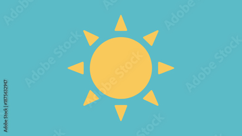Stylized Sun Illustration on Blue Background.