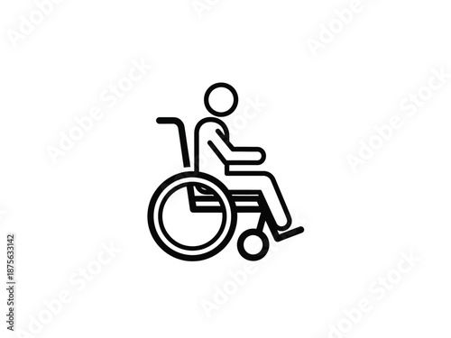 Simple Line Art Icon of a Person in a Wheelchair.