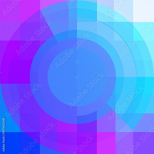 A vibrant abstract background featuring a dynamic interplay of colorful circles and squares in various sizes, creating an energetic and playful atmosphere.