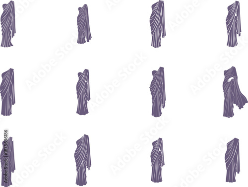 Collection of traditional saree silhouettes in various styles