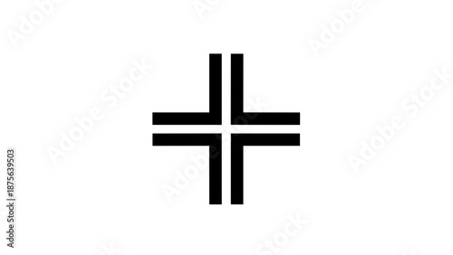 Black Iron Cross Symbol on White.