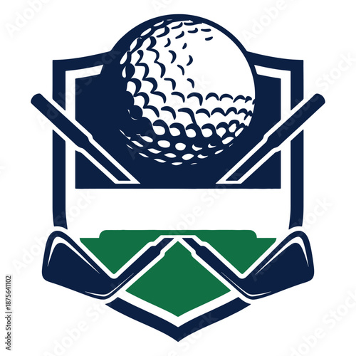 Golf emblem with crossed clubs and ball