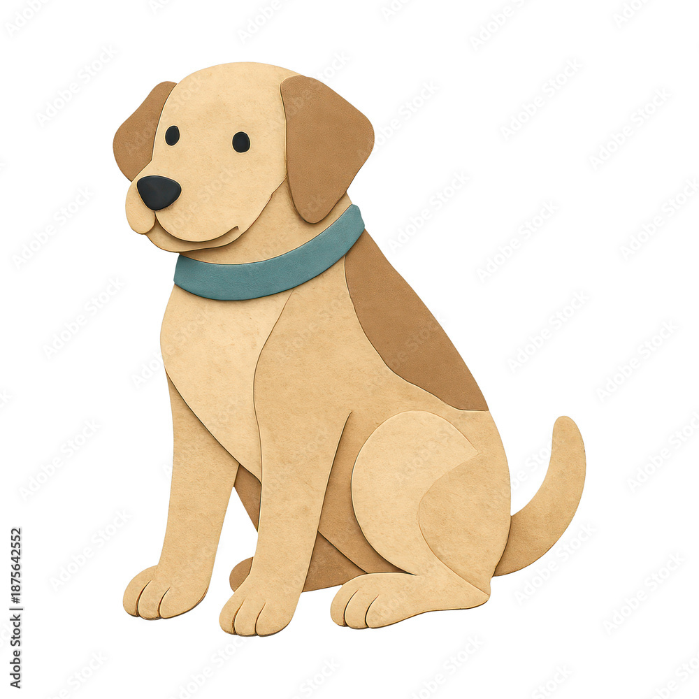 Fototapeta premium PNG Adorable paper-cut dog illustration.