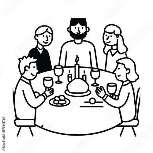 passover family dinner illustration