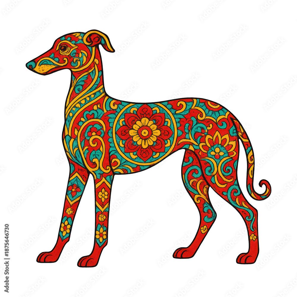 Obraz premium PNG Colorful ornate dog illustration