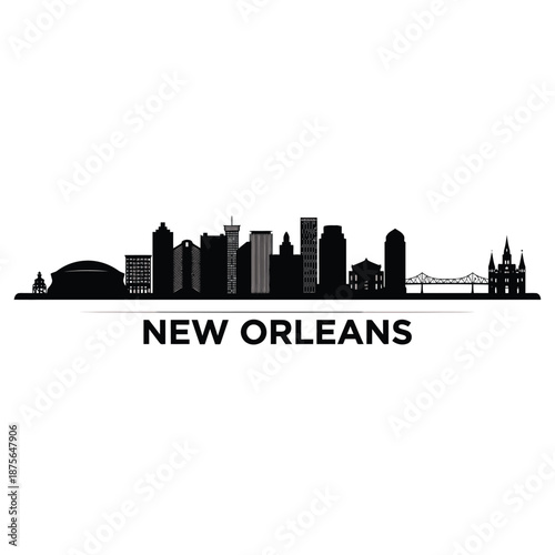 new orleans city skyline with buildings and bridge