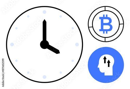 Time management concept. time management, Bitcoin cryptocurrency, and growth strategy. Time management improves productivity, supports cryptocurrency investments, and growth planning. For business
