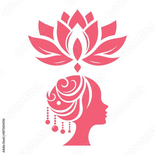Serene woman with lotus flower