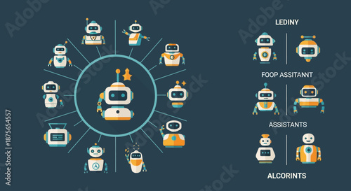 Chatbot and AI Assistant Robot Icons Set for Digital Technology
