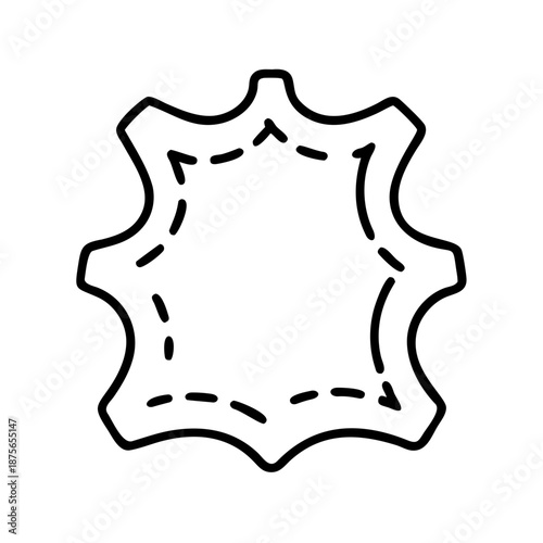 Outline of leather piece with stitching details in minimalist style  