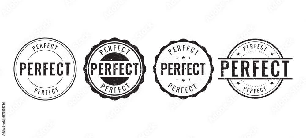 Obraz premium collection of four black perfect stamps with various grunge textures for creative product quality certification