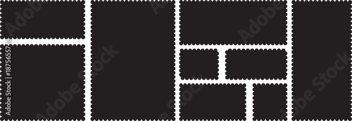 Postage Stamp Edge Label Sticker Blank Vector Set