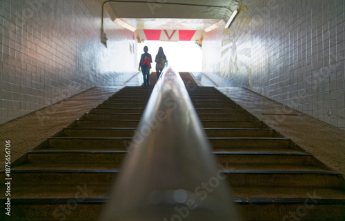 Wallpaper Mural Diminishing perspective view of People walking down the stairway of a pedestrian underpass in downtown Tainan, Taiwan, Asia (Blurred effect)
This striking diminishing perspective shot captures the urb Torontodigital.ca