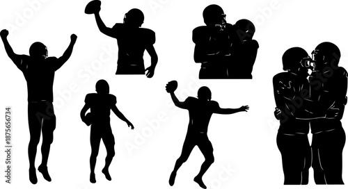 American Football  Players Vector Set