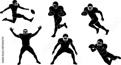 American Football  Players Vector Set