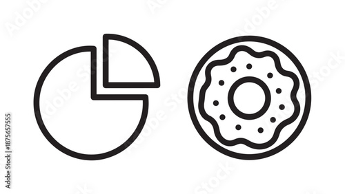Minimalist Vector Icons for Data Visualization Including a Pie Chart and a Donut Chart