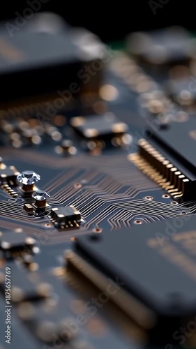 Microchip circuitry close-up reveals intricate electronic details