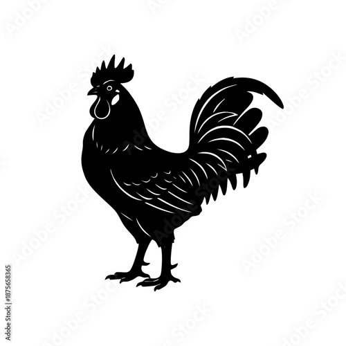 Proud Cockerel Car Emblem Silhouette