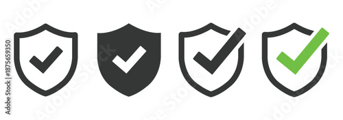 Transparent PNG available
Three shield icons with checkmarks representing security safety and approval isolated on transparent background