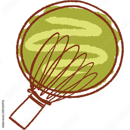 Top View Matcha Whisk and Green Tea Illustration