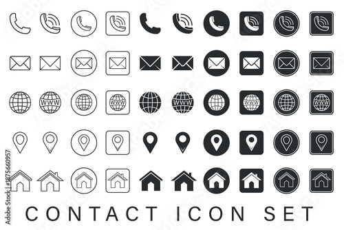 Contact Information Icons Set phone call