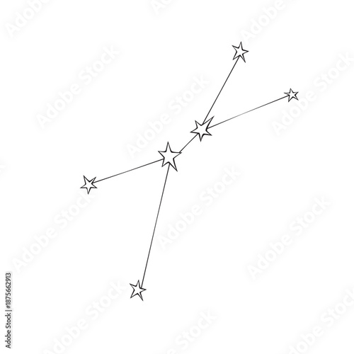 Vector the constellation of cancer in doodle style. Abstract zodiac sign. Simple outline design element, clip art on theme of cosmos, astronomy, kids design