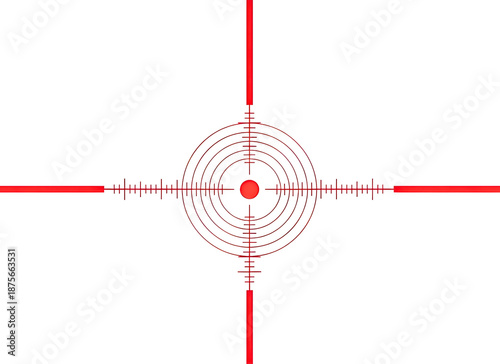 Red precision reticle crosshair illustration for accurate aiming and shooting isolated on transparent background