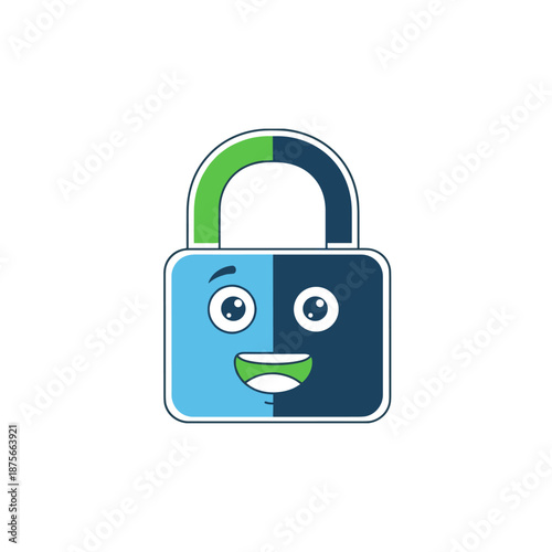 Playful Illustration of a Smiling Padlock Character Representing Security and Safety in a Digital Environment