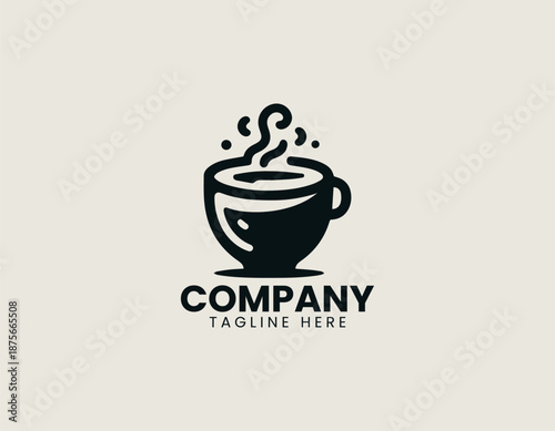 Milk and turmeric drink illustrated as clean black vector logo design