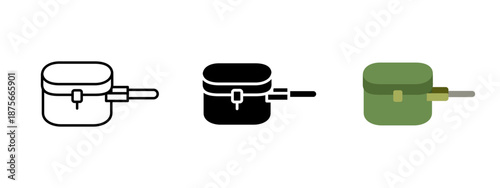 Army mess tin icon. Military canteen pot and army cookware symbol. Field equipment for soldiers, rations and food preparation. Tactical survival illustration for military and defense concepts.