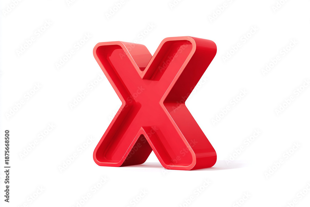 Obraz premium bold red letter X isolated on white background