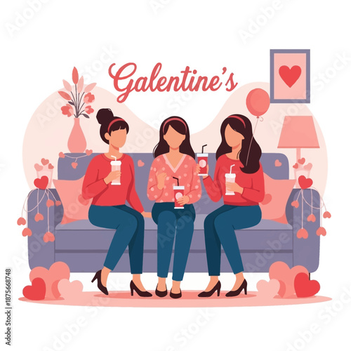 Three Women Enjoying Galentines Day Together.