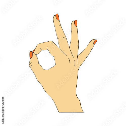 Hand Making 'OK' Gesture with Painted Nails, Symbolizing Agreement and Excellence