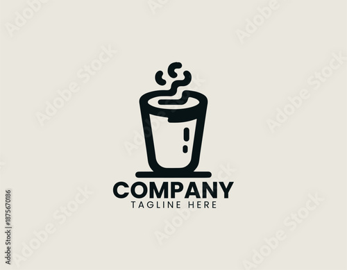 Milk and turmeric drink illustrated as clean black vector logo design