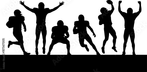 American Football Player Action Silhouettes