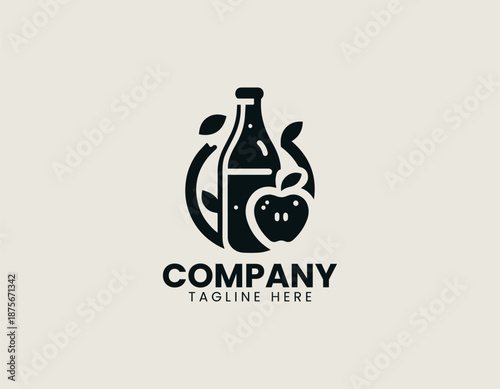 Apple cider vinegar symbol is illustrated as clean black vector logo design