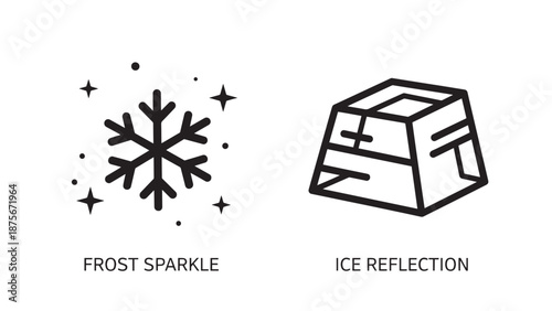 Winter Weather Elements Illustration Featuring Frost Sparkle Snowflake and Ice Reflection Block