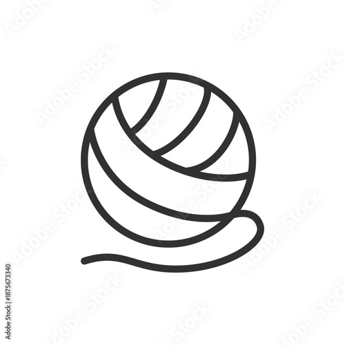 Yarn ball, linear icon. Knitting material and handmade craft. Line with editable stroke.