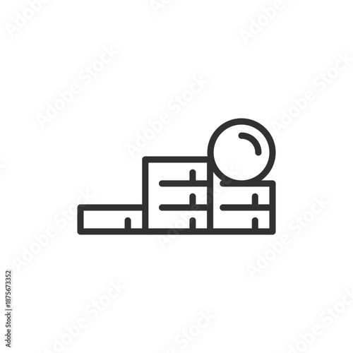 Money stack with coin, linear icon. Financial savings and capital storage. Line with editable stroke.