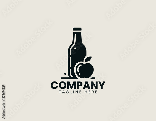 Apple cider vinegar symbol is illustrated as clean black vector logo design