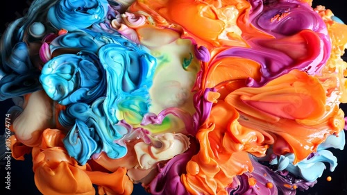 Abstract colorful ink spreads in water. Close-up of paint underwater. 4k slow motion