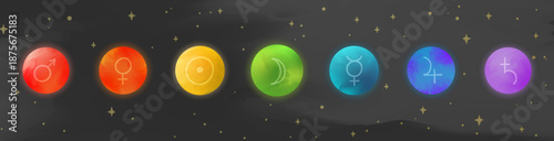 Colorful Astrological Planet Symbols Banner