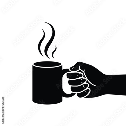 a hand holding a steaming hot coffee mug