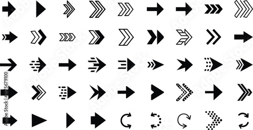 Collection of modern arrow icons in various styles and designs for navigation and direction