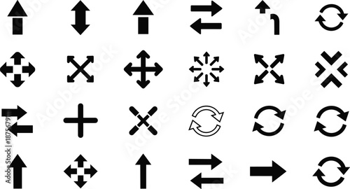 Collection of modern black arrows and direction symbols for navigation and design
