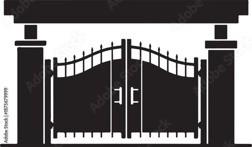Black metal gate with pointed finials and posts black gate fence