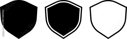 three different shield shapes in black and white colors